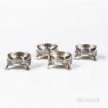 Four Tiffany & Co. Sterling Silver Salt Cellars, New York, c. 1870, monogrammed, dia. 2 3/4 in., app