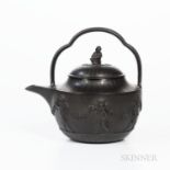 Wedgwood Black Basalt Kettle and Cover, England, early 19th century, Sybil finial and trefoil bail h