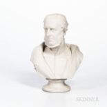 Carrara Bust of Havelock, England, c. 1860, probably Wedgwood, modeled by E.W. Wyon, mounted atop a