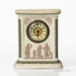 Wedgwood Tricolor Jasper Clock Case, England, late 19th century, solid white body with applied lilac