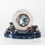 Chimento Rock Crystal and Marble Mantel Clock, Italy, second half 20th century, globular case inset