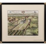 Johannes Kip (Dutch, 1653-1722) Four Hand-colored Engravings of English Country Houses: Beachborough