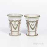 Pair of Wedgwood Tricolor Jasper Vases, England, 19th century, each solid white ground with applied