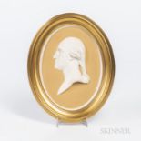 Wedgwood Yellow Jasper Dip Portrait Plaque of Washington, England, c. 1927, possibly by Bert Bentley