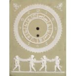 Wedgwood Green Jasper Dip Zodiac Clock Face, England, 19th century, rectangular shape with applied w