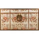 French or Italian School, 18th/19th Century, Canvas Panel with Floral Motifs and Central Cartouche w