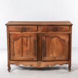 French Walnut Provincial Buffet, early 19th century, ht. 40, wd. 55, dp. 25 in.