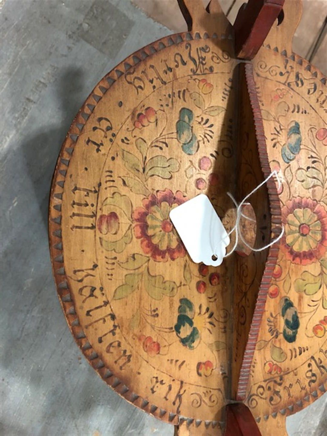 Scandinavian Bride's Box, 19th century, oval shape with carved handles, polychrome decoration of flo - Image 2 of 8