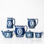 Six Wedgwood Dark Blue Jasper Dip Washington/Franklin Items, England, late 19th century, each with a