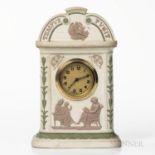 Wedgwood Tricolor Jasper Clock Case, England, late 19th/early 20th century, white ground with applie