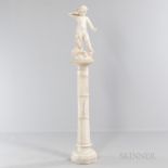 Louis Jacques Gallet (Swiss, 1873-1955) Alabaster Figure of Cupid, signed to base "Gallet," on an a
