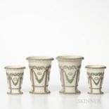 Four Similar Wedgwood Tricolor Jasper Vases, England, 19th century, each solid white ground with app