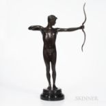 Bronze Model of a Male Archer, 19th/20th century, the standing nude figure posed to shoot and mounte