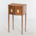 Edwardian Satinwood Side Table, 20th century, with painted floral sprays and classical medallions to