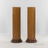 Pair of Maple-veneered Fluted Pedestals, with ebonized accents, ht. 44, top dia. 10 in.