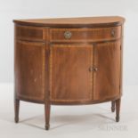 Pair of Mahogany Demilune Cabinets, early 20th century, each with a central cabinet and upper drawer