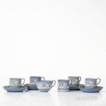 Ten Wedgwood Tricolor Jasper Tea Wares, England, 19th century, each solid light blue, three coffee c