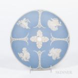 Wedgwood Light Blue Jasper Dip Ceiling Cap, England, late 19th century, circular shape with applied