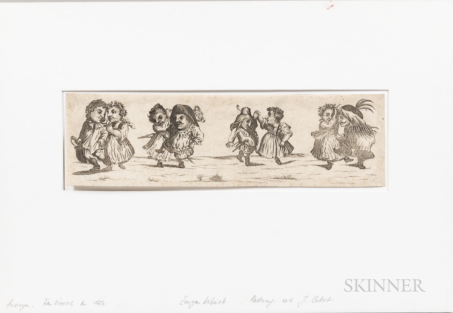 German School, 18th Century Three Etchings of Dwarfs After Jacques Callot (French, 1592-1635) Unsign - Image 2 of 3