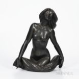 Lladro Juan Huerta Model of Bather, Spain, c. 1985, dark green glaze, signed and numbered 276 in a l
