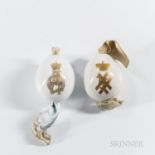 Two Russian Porcelain Easter Eggs, c. 1900, Imperial Porcelain Manufactory, each with a plain white