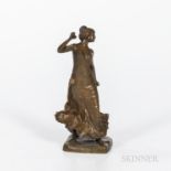 Victor-Heinrich Seifert (German, b. 1870) Bronze Model of an Art Nouveau-style Dancer, posed with c