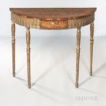 Edwardian Parcel-gilt Console Table, early 20th century, the demilune top painted with neoclassical