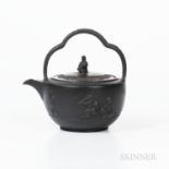 Wedgwood Black Basalt Teakettle and Cover, England, 19th century, trefoil bail handle to a circular