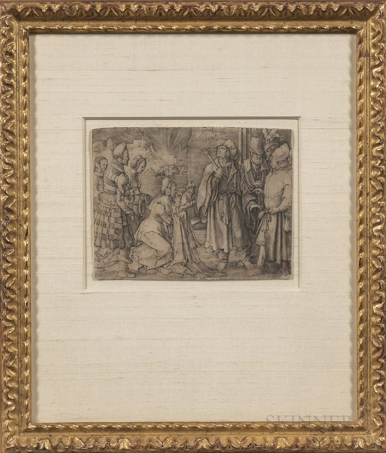 Two Framed Old Master Engravings: Lucas van Leyden (Dutch, 1494-1533), Potiphar's Wife Accusing Jose