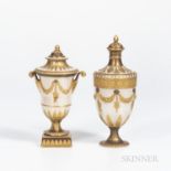 Two Wedgwood Gilded and Bronzed Queensware Vases and Covers, England, late 19th century, each with d