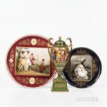 Three Austrian Porcelain Items, 19th/20th century, each polychrome enamel decorated and gilded, cove