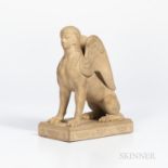 Wedgwood Caneware Sphinx, England, late 18th/early 19th century, modeled seated atop a rectangular b