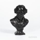 Wedgwood & Bentley Black Basalt Bust of Shakespeare, England, c. 1775, mounted atop a shaped socle,