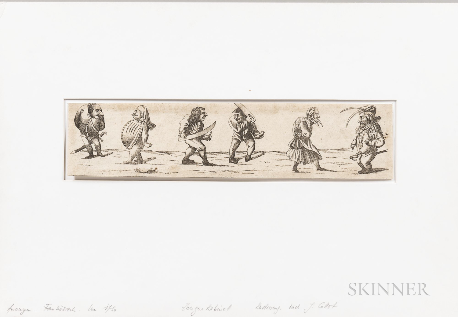 German School, 18th Century Three Etchings of Dwarfs After Jacques Callot (French, 1592-1635) Unsign - Image 3 of 3