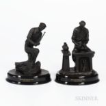 Two Wedgwood Limited Edition Skills of the Nation Black Basalt Figures, England, 1978, designed by C