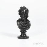 Wedgwood & Bentley Black Basalt Bust of Locke, England, c. 1775, mounted atop a waisted circular soc