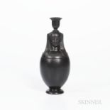 Wedgwood Black Basalt Canopic Jar/Candlestick, England, 19th century, candle nozzle mounted atop the