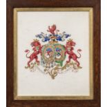Four Framed Heraldic Watercolors:, Arms of General Sir John St. George, Arms of Garth of Morden in S