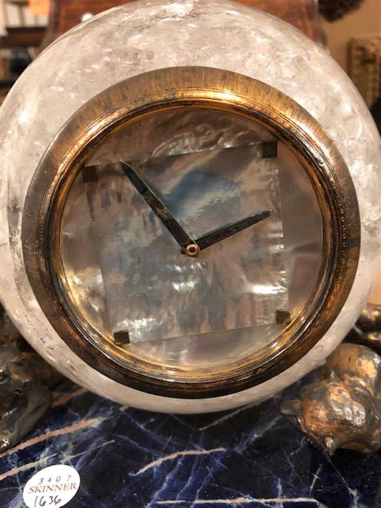 Chimento Rock Crystal and Marble Mantel Clock, Italy, second half 20th century, globular case inset - Image 2 of 8