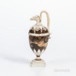 Wedgwood Agate Oenochoe Ewer, England, c. 1785, traces of gilding to white terra-cotta spout, snake