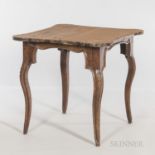 Italian Walnut Table, 18th century, the shaped top on cabriole legs, ht. 28 1/4, wd. 29 1/2, dp. 33