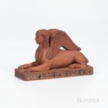 Wedgwood Egyptian Rosso Antico Model of a Recumbent Sphinx, England, 19th century, applied black bas