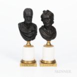 Pair of Black Basalt Busts, England, 19th century, attributed to Wedgwood, titled depictions of Newt