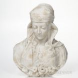 Italian School, Late 19th/Early 20th Century, Alabaster Bust of a Woman, shown as an odalisque wear