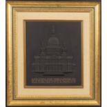 Wedgwood Limited Edition Black Basalt St. Paul's Cathedral Plaque, England, 1972, rectangular shape