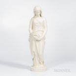 Copeland Parian Figure of Maidenhood, England, c. 1865, the standing figure modeled pensively posed