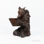 Black Forest Carved Fox, c. 1870, seated, wearing a monks robe and holding an open book, ht. 11 3/4