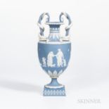 Wedgwood Light Blue Jasper Snake-handle Vase, England, late 18th/early 19th century, scrolled handle