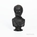 Wedgwood Black Basalt Bust of Vestal, England, late 19th/early 20th century, mounted atop a waisted