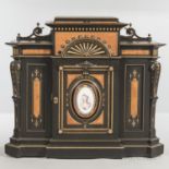 Victorian Ebonized Cabinet, late 19th/early 20th century, with Eastlake-style incised and gilded lin